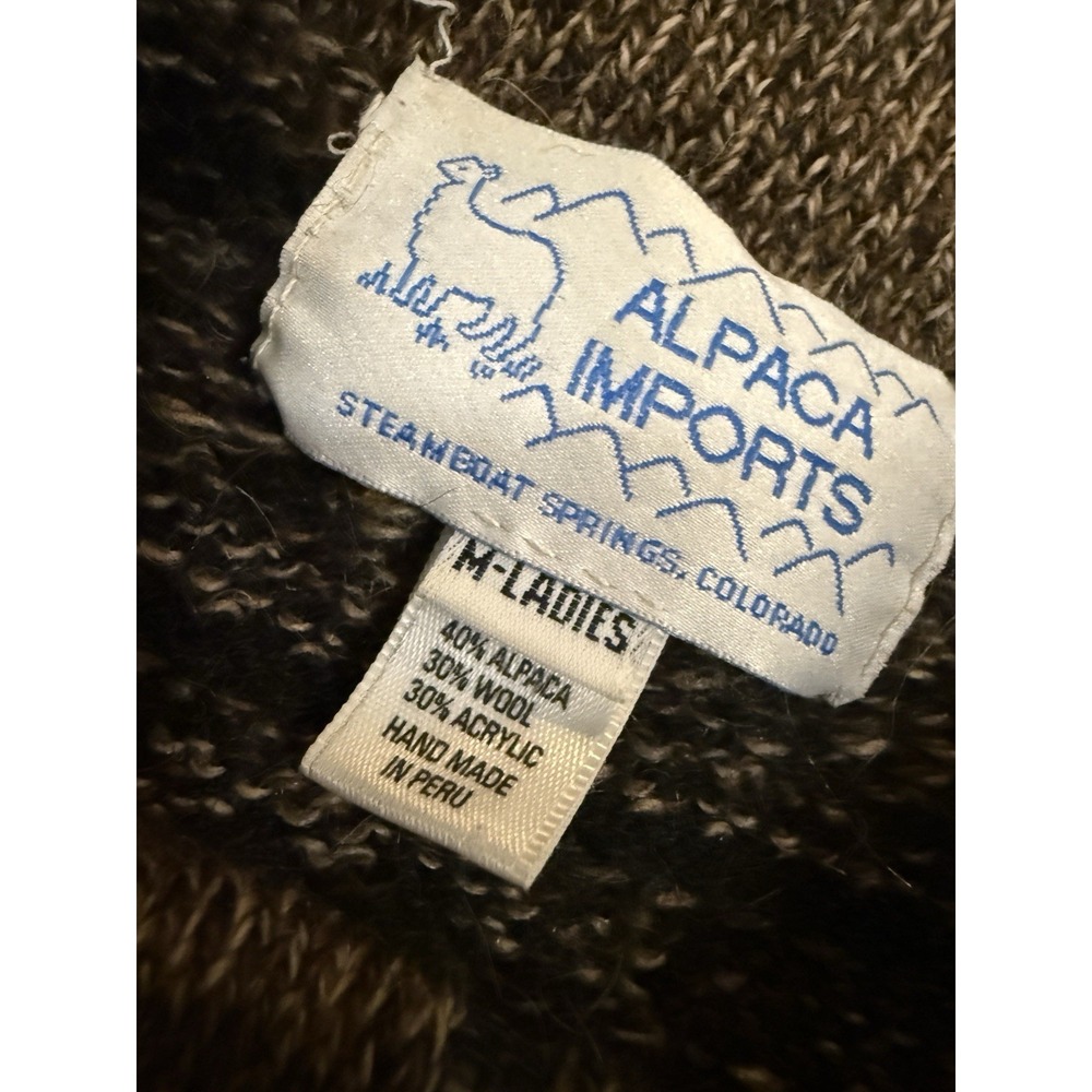 Alpaca Imports Brown Quarter Zip Alpaca Wool Blend Sweater Women's Medium - Picture 3 of 8